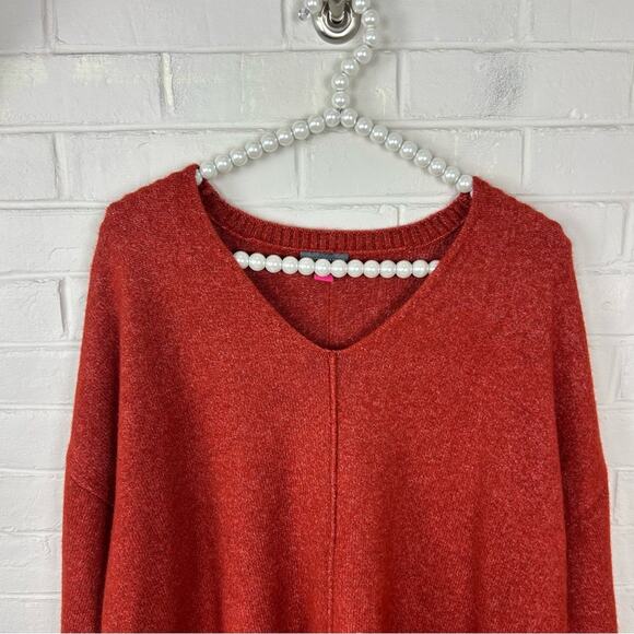 Vince Camuto Pumpkin Spice Soft Knit Seam Front V Neck Sweater Size 1X - Picture 4 of 9